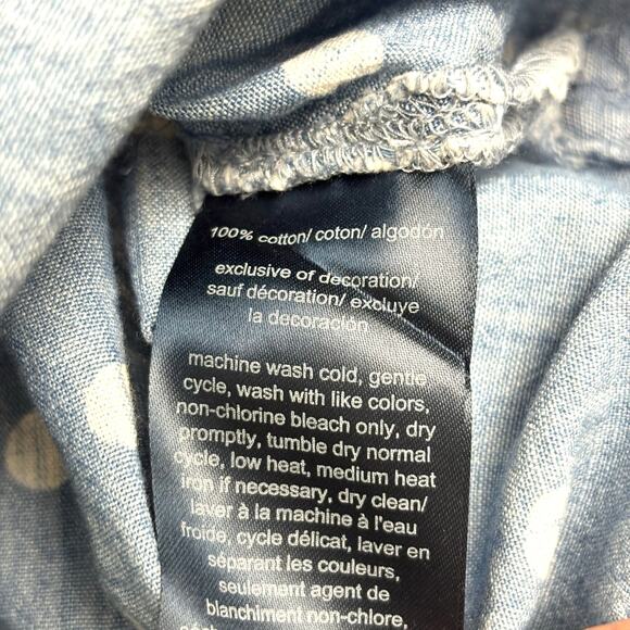 Tommy Hilfiger Blue 100% Cotton Chambray Blouse Button Up Tab Sleeve Womens M - Picture 6 of 7